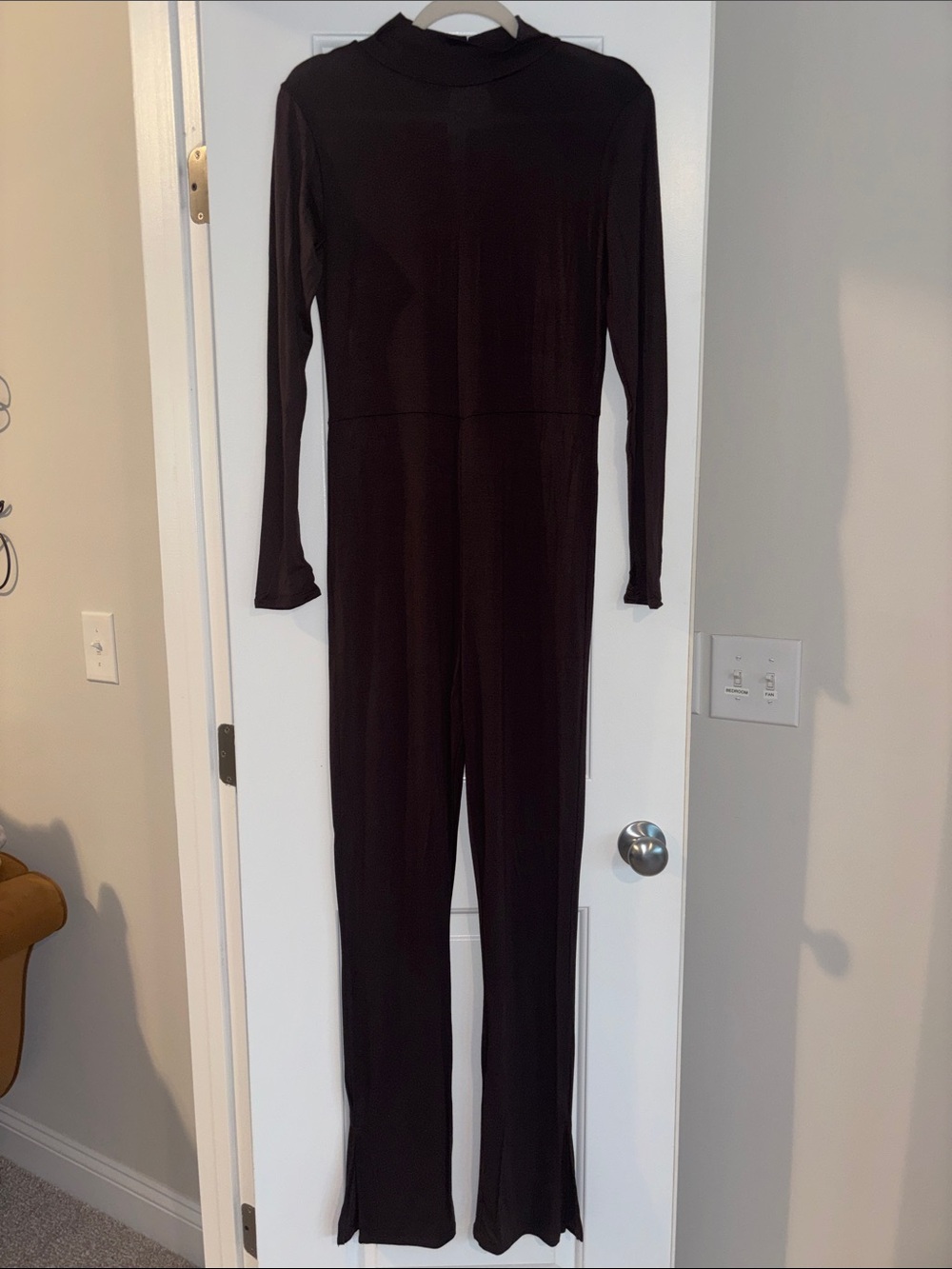 PrettyLittleThing Black Long-Sleeve Mock Neck Jumpsuit